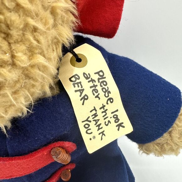 Vintage Paddington Bear Plush Classic Peru  15 “ Eden Toy Red Hat Blue Coat - Picture 2 of 5